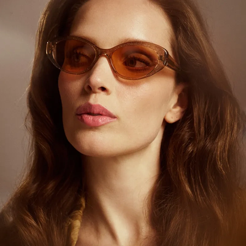 Wearing the Bellatrix model from Studio Eyewear with tinted lenses